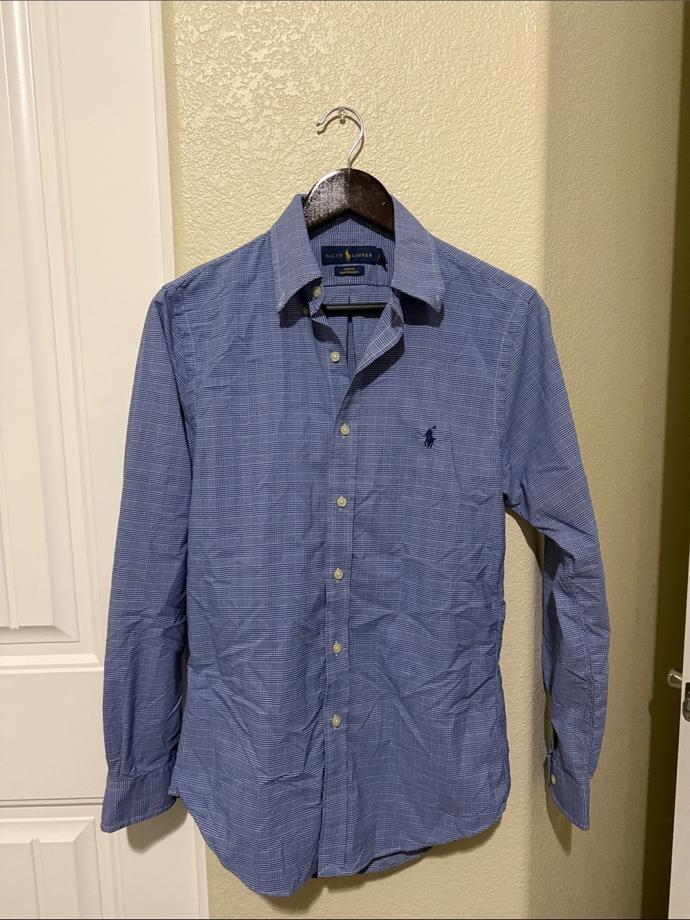 Ralph Lauren Light Blue Windowpane Long-Sleeve Button Shirt